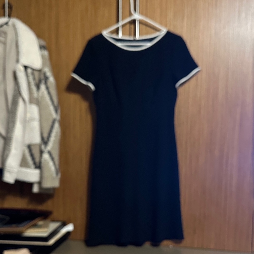 Ann Taylor Black Mini Dress with White Accents